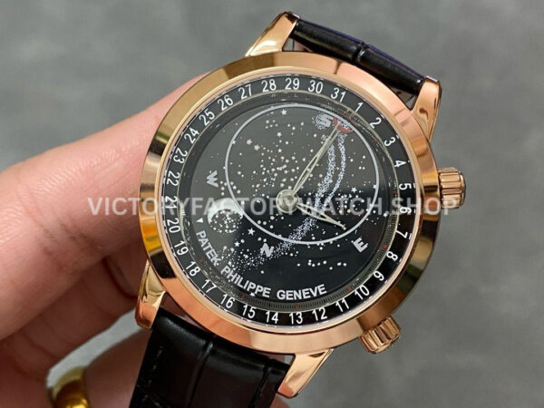 PP Factory Patek Philippe Celestial Moon 6102R-001 44mm Rose Gold Leather Black Dial (6) PP Factory Patek Philippe Celestial Moon 6102R-001 44mm Rose Gold Leather Black Dial
