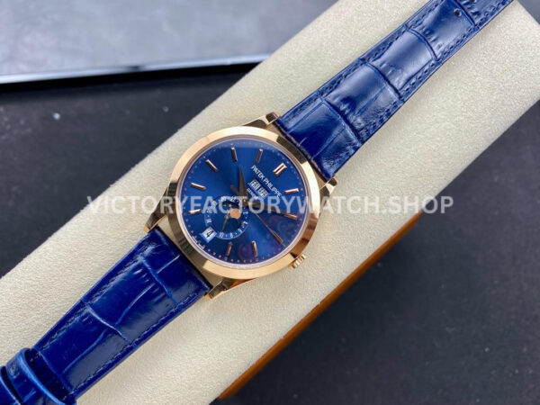 PPF Factory Patek Philippe Annual Calendar 5396R-014 38mm Rose Gold Leather Strap Blue Dial
