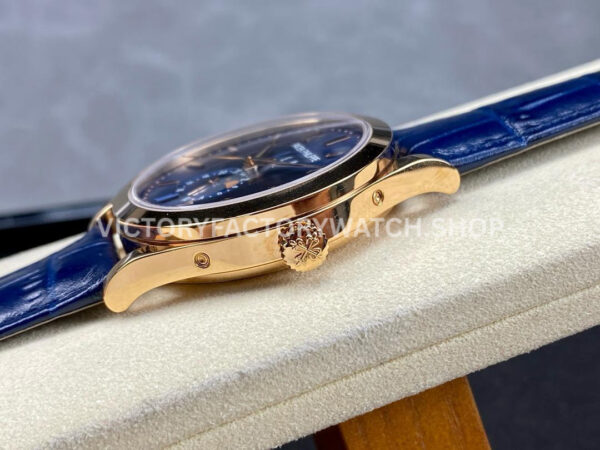 PPF Factory Patek Philippe Annual Calendar 5396R-014 38mm Rose Gold Leather Strap Blue Dial