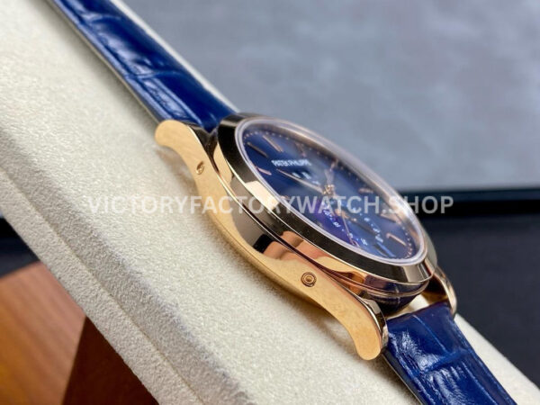 PPF Factory Patek Philippe Annual Calendar 5396R-014 38mm Rose Gold Leather Strap Blue Dial