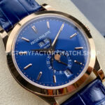 PPF Factory Patek Philippe Annual Calendar 5396R-014 38mm Rose Gold Leather Strap Blue Dial
