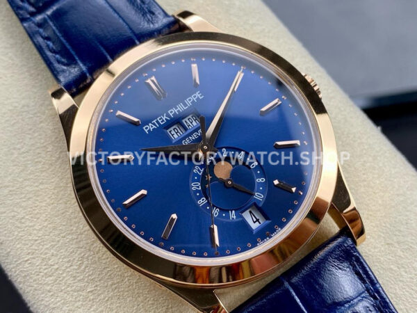 PPF Factory Patek Philippe Annual Calendar 5396R-014 38mm Rose Gold Leather Strap Blue Dial