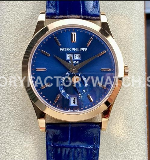 PPF Factory Patek Philippe Annual Calendar 5396R 014 blue dial rose gold leather strap