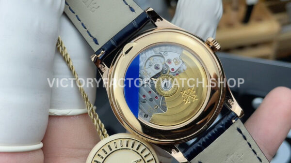 PPF Factory Patek Philippe Annual Calendar 5396R-015 Rose Gold Baguette Diamond Blue Dial (1) PPF Factory Patek Philippe Annual Calendar 5396R-015 38mm Rose Gold Baguette Diamond Blue Dial