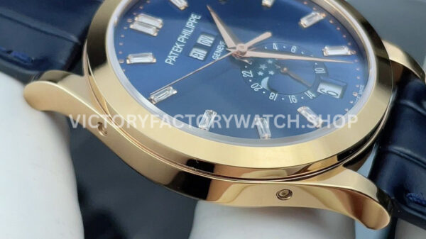 PPF Factory Patek Philippe Annual Calendar 5396R-015 Rose Gold Baguette Diamond Blue Dial (3) PPF Factory Patek Philippe Annual Calendar 5396R-015 38mm Rose Gold Baguette Diamond Blue Dial