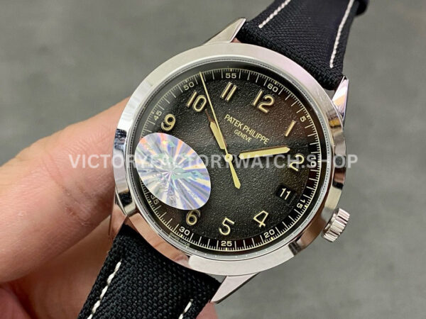 PPF Factory Patek Philippe Calatrava 5226G-001 40mm White Gold Canvas Strap Arabic Numerals Blac (5) PPF Factory Patek Philippe Calatrava 5226G-001 40mm White Gold Canvas Strap Arabic Numerals Black Dial