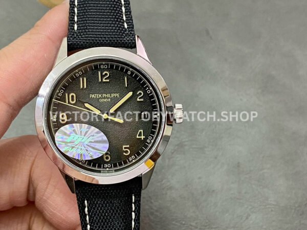 PPF Factory Patek Philippe Calatrava 5226G-001 40mm White Gold Canvas Strap Arabic Numerals Blac (8) PPF Factory Patek Philippe Calatrava 6007G ebony black dial white gold
