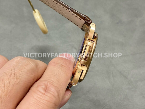 PPF Factory Patek Philippe Nautilus 40mm 5712R-001 Rose Gold Leather Strap Brown Dial