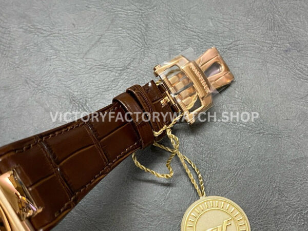 PPF Factory Patek Philippe Nautilus 40mm 5712R-001 Rose Gold Leather Strap Brown Dial