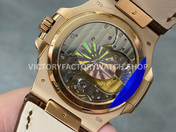 PPF Factory Patek Philippe Nautilus 40mm 5712R-001 Rose Gold Leather Strap Brown Dial