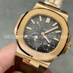 PPF Factory Patek Philippe Nautilus 40mm 5712R-001 Rose Gold Leather Strap Brown Dial