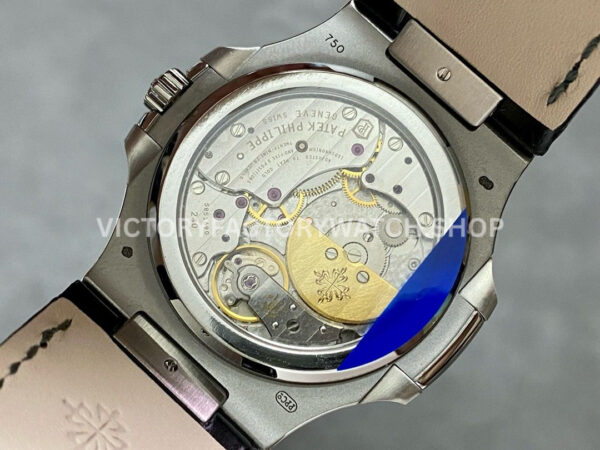 PPF Factory Patek Philippe Nautilus 5712G-001 40mm  White Gold Leather Strap Blue Dial