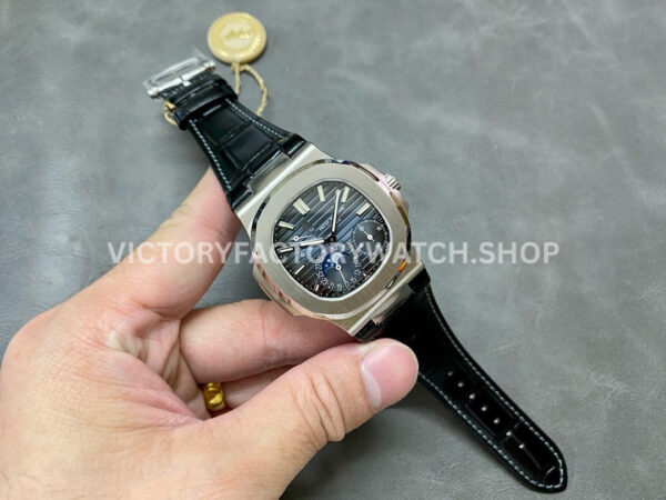 PPF Factory Patek Philippe Nautilus 5712G-001 40mm  White Gold Leather Strap Blue Dial
