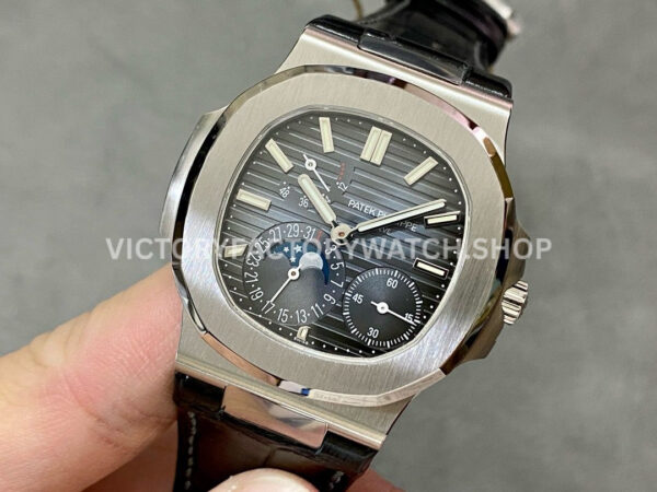 PPF Factory Patek Philippe Nautilus 5712G-001 40mm  White Gold Leather Strap Blue Dial
