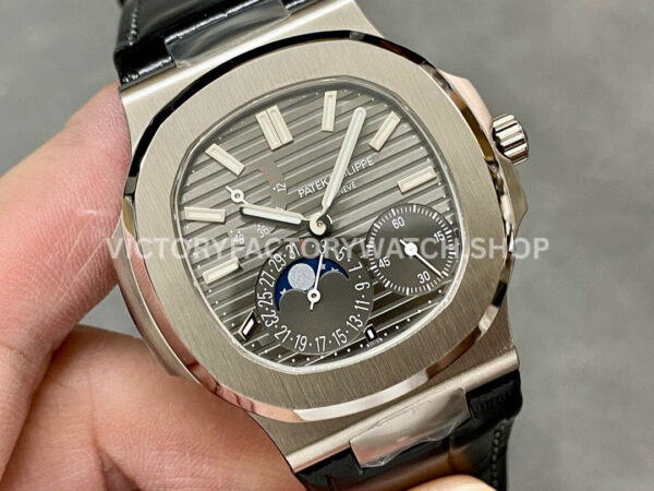 PPF Factory Patek Philippe Nautilus 40mm 5712G-001 White Gold Leather Grey Dial (2) PPF Factory Patek Philippe Nautilus 5712G-001 40mm White Gold Leather Strap Grey Dial