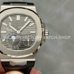 PPF Factory Patek Philippe Nautilus 40mm 5712G-001 White Gold Leather Grey Dial (6) PPF Nautilus 5712G grey dial white gold leather replica watch
