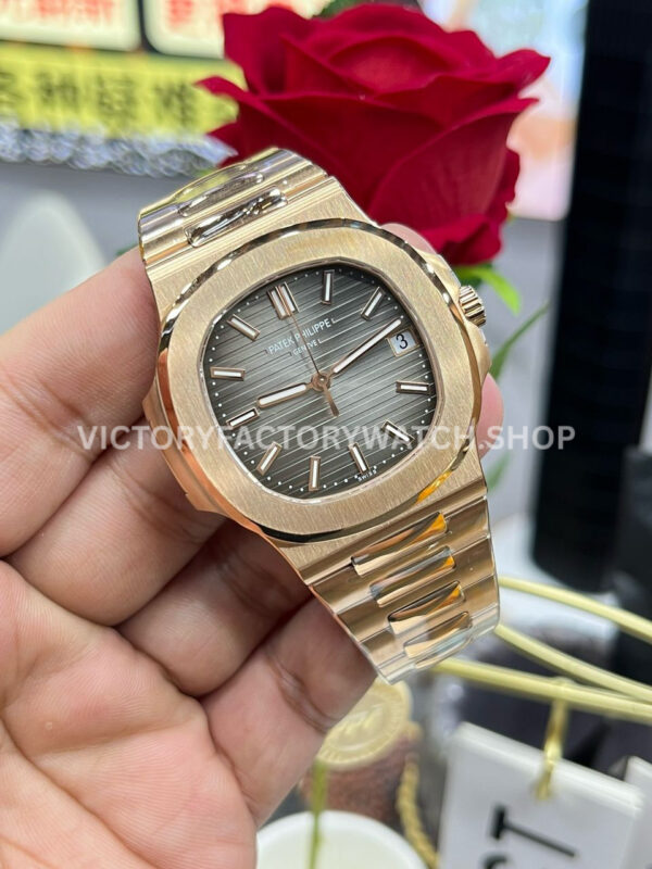 PPF Factory Patek Philippe Nautilus 57111R-001 40mm Full Rose Gold Brown Dial (6) PPF Factory Patek Philippe Nautilus 5711/1R-001 40mm Full Rose Gold Grey Dial
