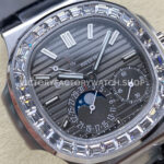 PPF Factory Patek Philippe Nautilus 5724G-001 40mm White Gold Leather Strap Grey Dial (8) PPF Factory Patek Philippe Nautilus 5724G-001 40mm White Gold Diamond Bezel Leather Strap Grey Dial