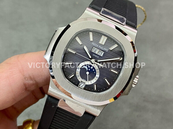 PPF Factory Patek Philippe Nautilus 57261A-001 40mm Steel Rubber Strap Grey Dial (7) PPF Factory Patek Philippe Nautilus 5726/1A-001 40mm Steel Rubber Strap Grey Dial