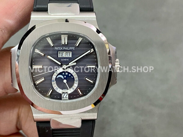 PPF Factory Patek Philippe Nautilus 57261A-001 40mm Steel Rubber Strap Grey Dial (8) PPF Factory Patek Philippe Nautilus 5726 grey dial rubber strap