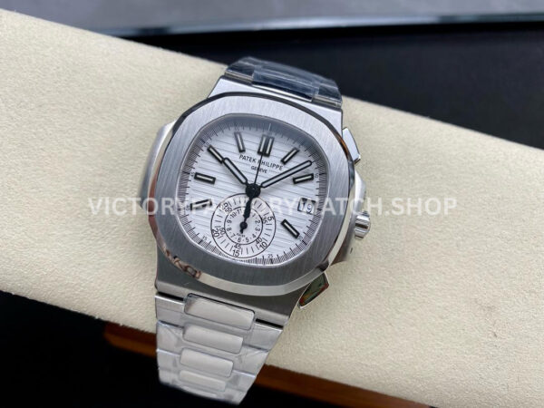 PPF Factory Patek Philippe Nautilus 5980 40.5mm Full Steel White Dial (3) PPF Factory Patek Philippe Nautilus 5980/1A-014 40.5mm Full Steel White Dial