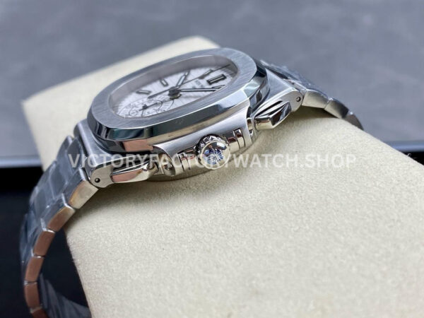PPF Factory Patek Philippe Nautilus 5980 40.5mm Full Steel White Dial (6) PPF Factory Patek Philippe Nautilus 5980/1A-014 40.5mm Full Steel White Dial