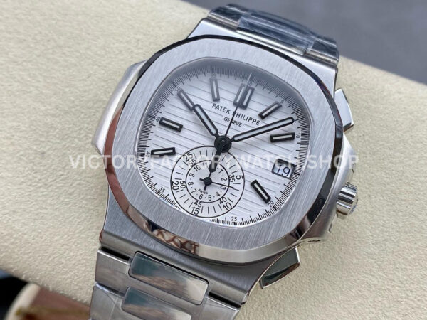 PPF Factory Patek Philippe Nautilus 5980 40.5mm Full Steel White Dial (9) PPF Factory Patek Philippe Nautilus 5980/1A-014 40.5mm Full Steel White Dial