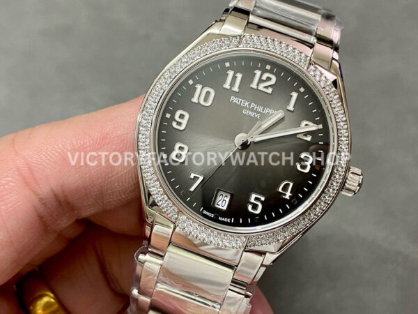 PPF Factory Patek Philippe Twenty~4 7300/1200A-010 36mm Diamond Bezel Arabic Numerals Black Dial