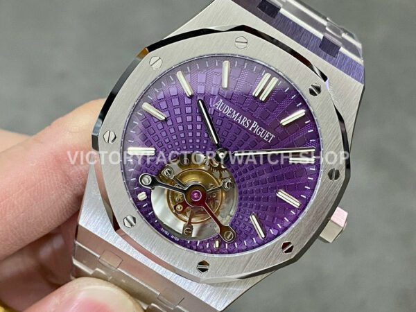 R8 Factory Audemars Piguet Royal Oak Tourbillon 26522ST.OO.1220ST.01 41mm Full Steel Purple Dial ( (9) R8 Factory Audemars Piguet Royal Oak Tourbillon 26522ST.OO.1220ST.01 41mm Full Steel Purple Dial