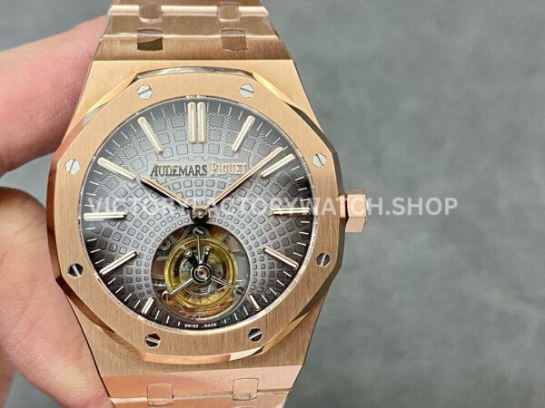 R8 Factory Audemars Piguet Royal Oak Tourbillon 26530OR.OO.1220OR.01 41mm Full Steel Grey Dial (7) AP tourbillon grey rose gold