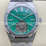 R8 Factory Audemars Piguet Royal Oak Tourbillon 26534TI.OO.1220TI.01 41mm Full Steel Green Dial (4) AP tourbillon green dial