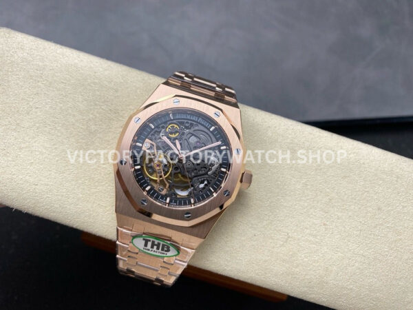 THB Factory Audemars Piguet Royal Oak Double Balance (1) THB Factory Audemars Piguet Royal Oak Double Balance Wheel Openworked 15407OR.OO.1220OR.01 41mm Full Rose Gold Skeletonized Dial
