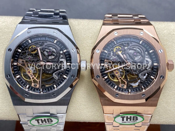 THB Factory Audemars Piguet Royal Oak Double Balance ( (6) THB Factory Audemars Piguet Royal Oak Double Balance Wheel Openworked 15407OR.OO.1220OR.01 41mm Full Rose Gold Skeletonized Dial