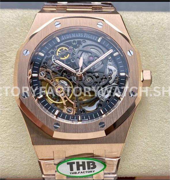 THB Factory Audemars Piguet Royal Oak Double Balance ( (7) THB 15407OR rose gold openworked AP 41mm
