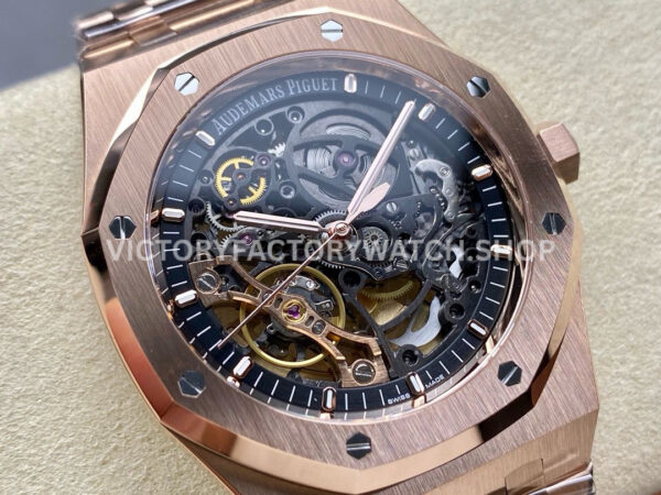 THB Factory Audemars Piguet Royal Oak Double Balance ( (8) THB Factory Audemars Piguet Royal Oak Double Balance Wheel Openworked 15407OR.OO.1220OR.01 41mm Full Rose Gold Skeletonized Dial