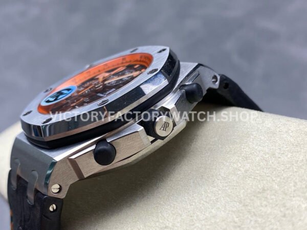 TK Factory Audemars Piguet Royal Oak Offshore Chronograph Volcano 26170ST.OO.D101CR.01 42mm Steel Leather Strap Orange Arabic Numerals Black Dial