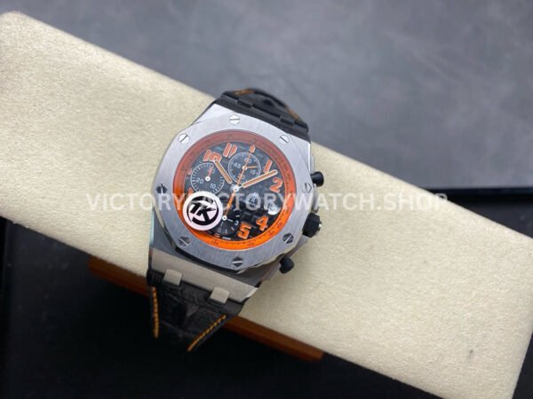 TK Factory Audemars Piguet Royal Oak Offshore Chronograph Volcano 26170ST.OO.D101CR.01 42mm Steel Leather Strap Orange Arabic Numerals Black Dial