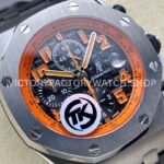 TK Factory Audemars Piguet Royal Oak Offshore Chronograph Volcano 26170ST.OO.D101CR.01 42mm Steel Leather Strap Orange Arabic Numerals Black Dial