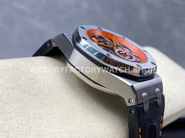 TK Factory Audemars Piguet Royal Oak Offshore Chronograph Volcano 26170ST.OO.D101CR.01 42mm Steel Leather Strap Orange Arabic Numerals Black Dial