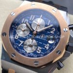 TK Factory Audemars Piguet Royal Oak Offshore Chronograph 26471SR.OO.D101CR.01 42mm Steel Leather Strap Arabic Numerals Blue Dial