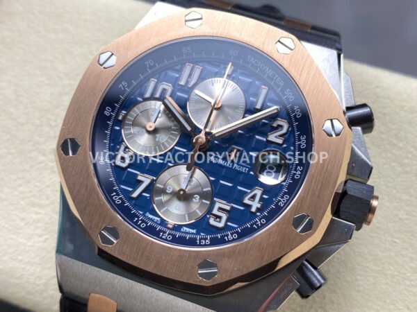 TK Factory Audemars Piguet Royal Oak Offshore Chronograph 26471SR.OO.D101CR.01 42mm Steel Leather Strap Arabic Numerals Blue Dial