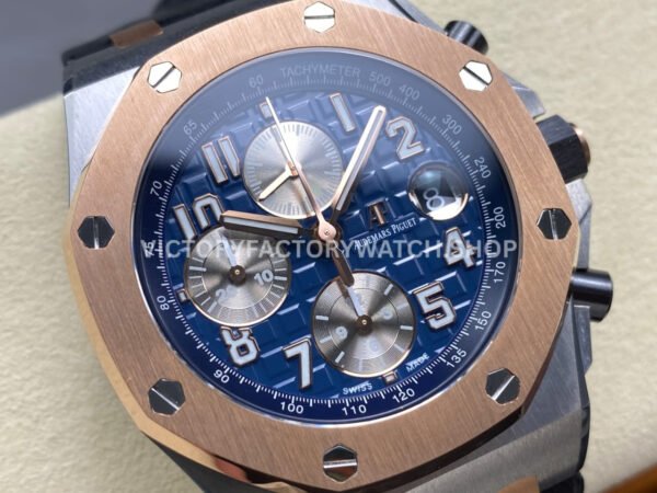 TK Factory Audemars Piguet Royal Oak Offshore Chronograph 26471SR.OO.D101CR.01 42mm Steel Leather Strap Arabic Numerals Blue Dial