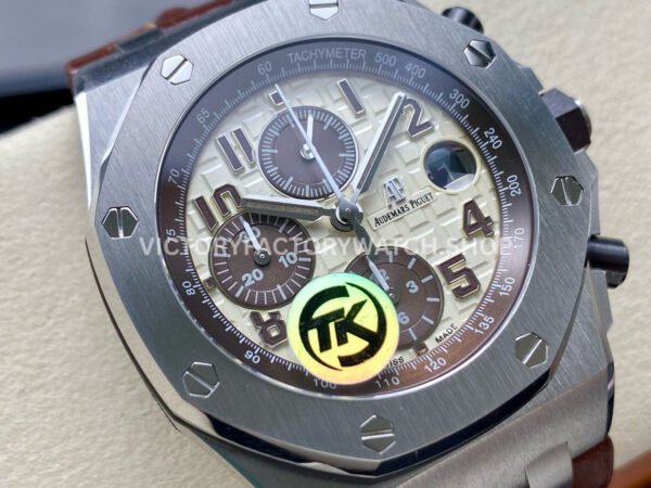 TK Factory Audemars Piguet Royal Oak Offshore Chronogr (5) TK Factory Audemars Piguet Royal Oak Offshore Chronograph 26470ST.OO.A801CR.01 42mm Steel Leather Strap Arabic Numerals Champagne Dial