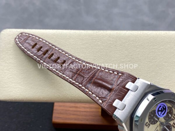 TK Factory Audemars Piguet Royal Oak Offshore Chronogr (6) TK Factory Audemars Piguet Royal Oak Offshore Chronograph 26470ST.OO.A801CR.01 42mm Steel Leather Strap Arabic Numerals Champagne Dial