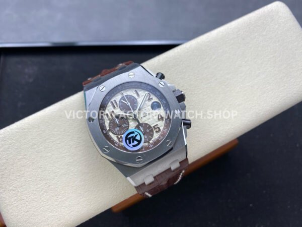 TK Factory Audemars Piguet Royal Oak Offshore Chronogr (7) TK Factory Audemars Piguet Royal Oak Offshore Chronograph 26470ST.OO.A801CR.01 42mm Steel Leather Strap Arabic Numerals Champagne Dial