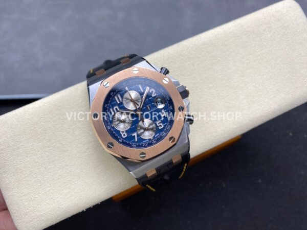 TK Factory Audemars Piguet Royal Oak Offshore Chronograph 26471SR.OO.D101CR.01 42mm Steel Leather Strap Arabic Numerals Blue Dial