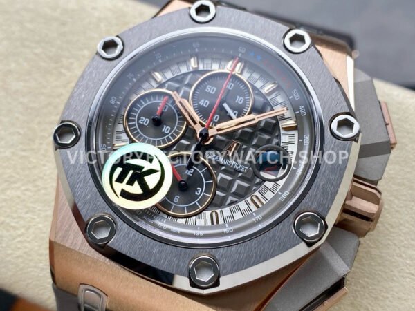 TK Factory Audemars Piguet Royal Oak Offshore Chronograph 26568OMOOA004C (8) TK Factory Audemars Piguet Royal Oak Offshore Chronograph 26568OM.OO.A004CA.01 44mm Rose Gold Rubber Strap Grey Dial