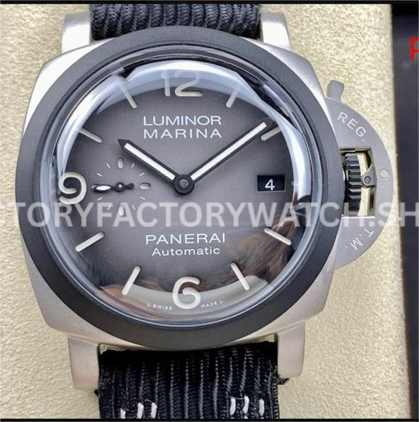 TTF Factory Panerai Luminor Luminor Marina 1950 3 Days PAM01122 Titanium Textile Strap Arabi (9) TTF PAM01122 Panerai black dial titanium textile strap