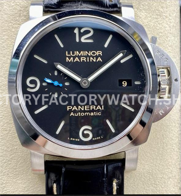 TTF Factory Panerai Luminor Marina 1950 3 Days Automatic PAM 01312 Steel Leather Strap Arabi (4) TTF PAM01312 Panerai Luminor Marina black dial 44mm