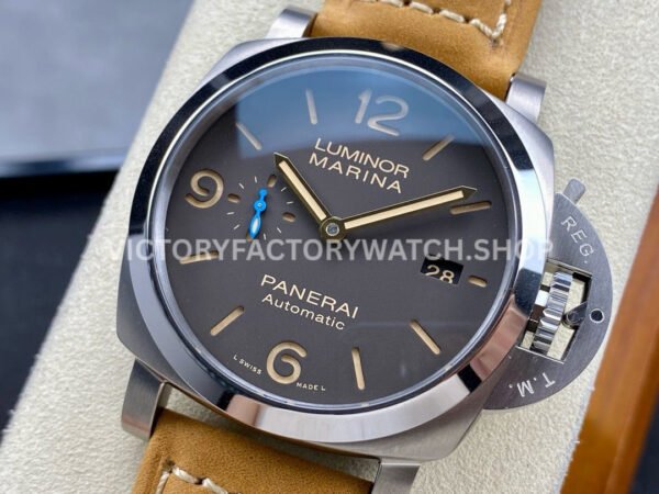 TTF Factory Panerai Luminor Marina 1950 3 Days Automatic PAM01351 44mm Titanium Leather Strap Arabic Numerals Black Dial